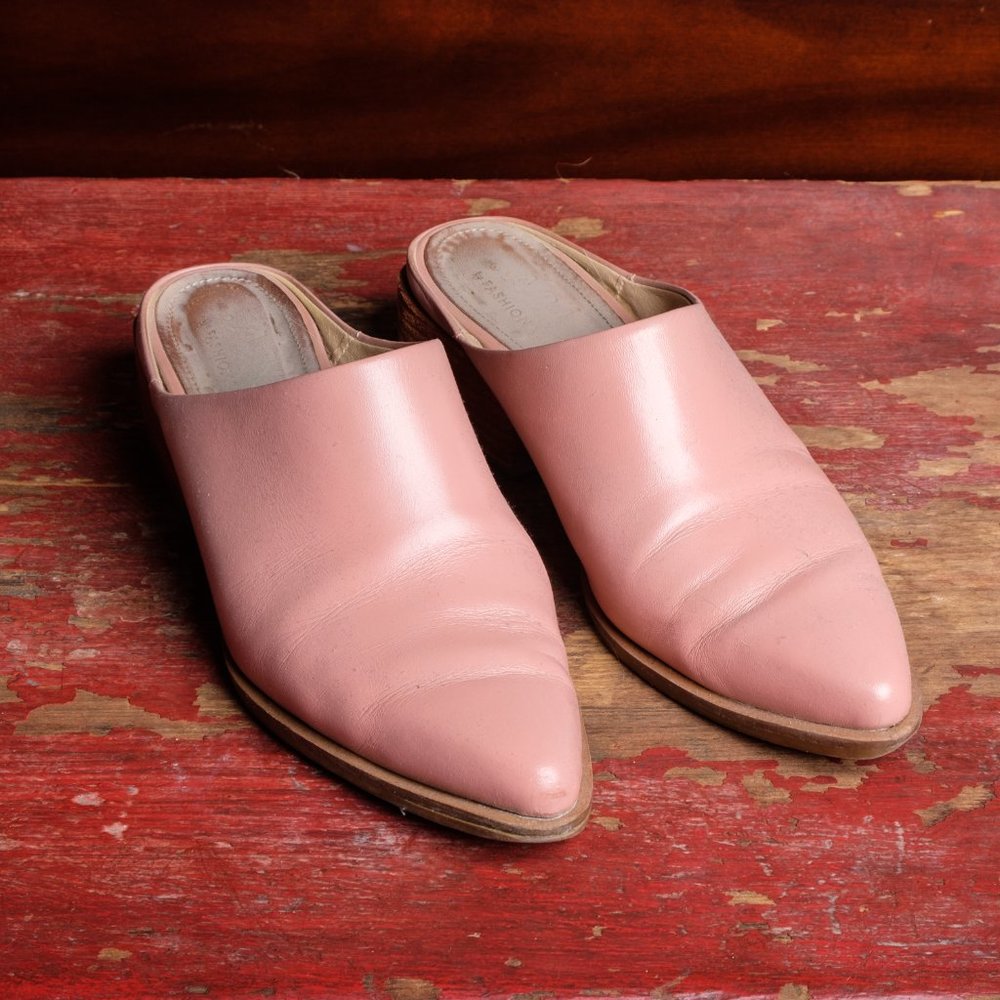 ABLE Pink Leather Mules